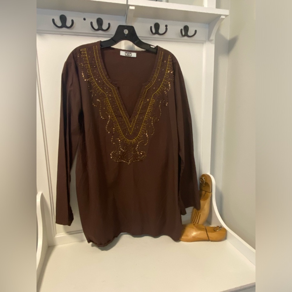 MXM 100% cotton tunic style V-neck top GUC